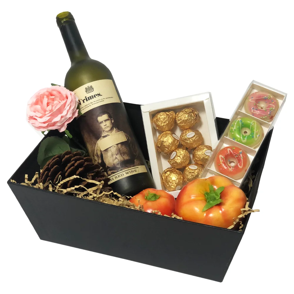 Custom Large Red wine Colored Heavy Cardboard Empty Hamper Basket Trays With Handles For Men