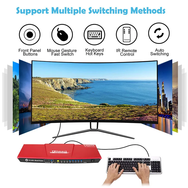 4k Video 4 Ports Switch HDMI KVM Switcher