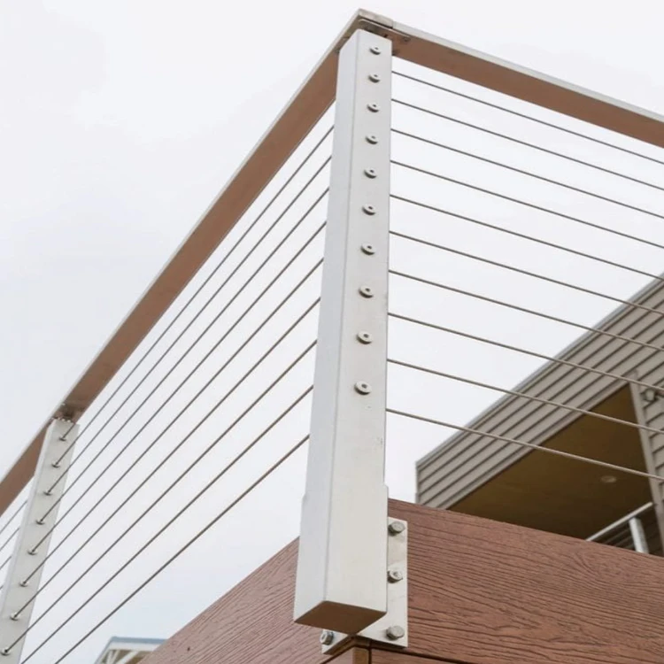 EKOO Cable Railing Deck Side Mounted Post Square Brushed 36'x2'x2' Stainless Steel Pre-Drilled for Veranda Balcony Railing