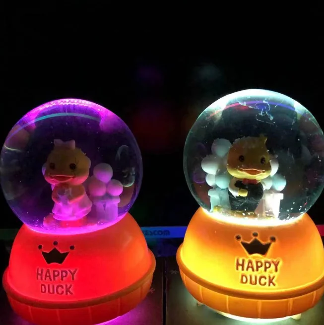 New yellow Duck Crystal Ball music box creative cartoon music box