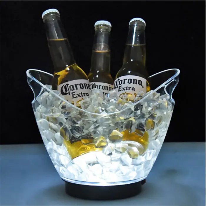 Large Capacity Acrylic LED Ice Bucket Bottle with Handle Luxury Glowing Colors for Wine Beer Cooling & Party Bar Use
