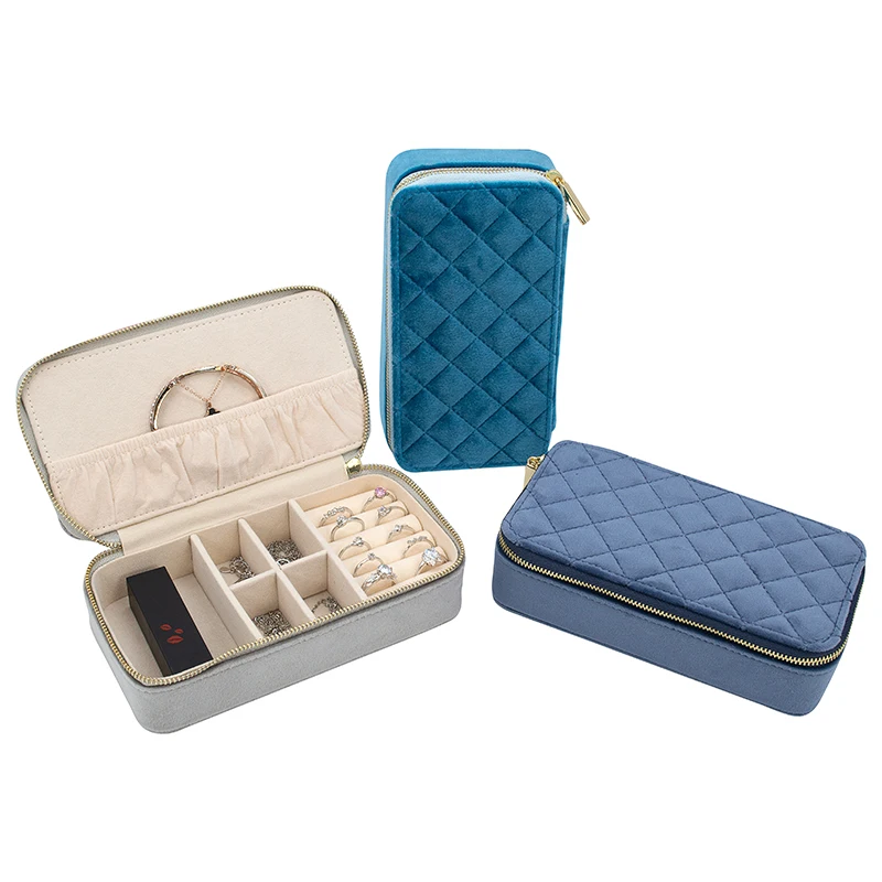 Long Embossed Crown Cloth Style Jewelry Ring Storage Boxes With Logo Wholesale Necklace Velvet Jewel Box