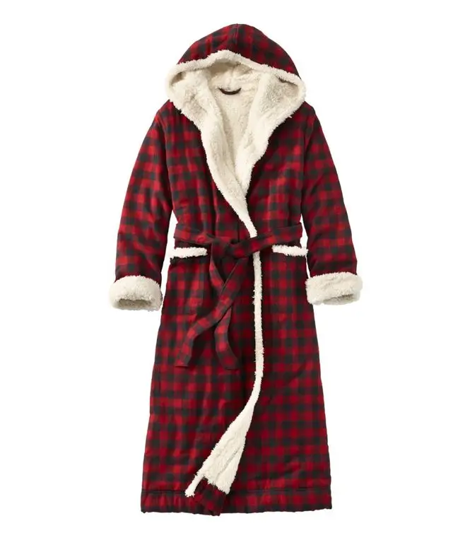 OEM Custom Logo Warm Comfortable Unisex Long Sleeve Sleep Robe Full-Length Fleece Hooded Robe For Women