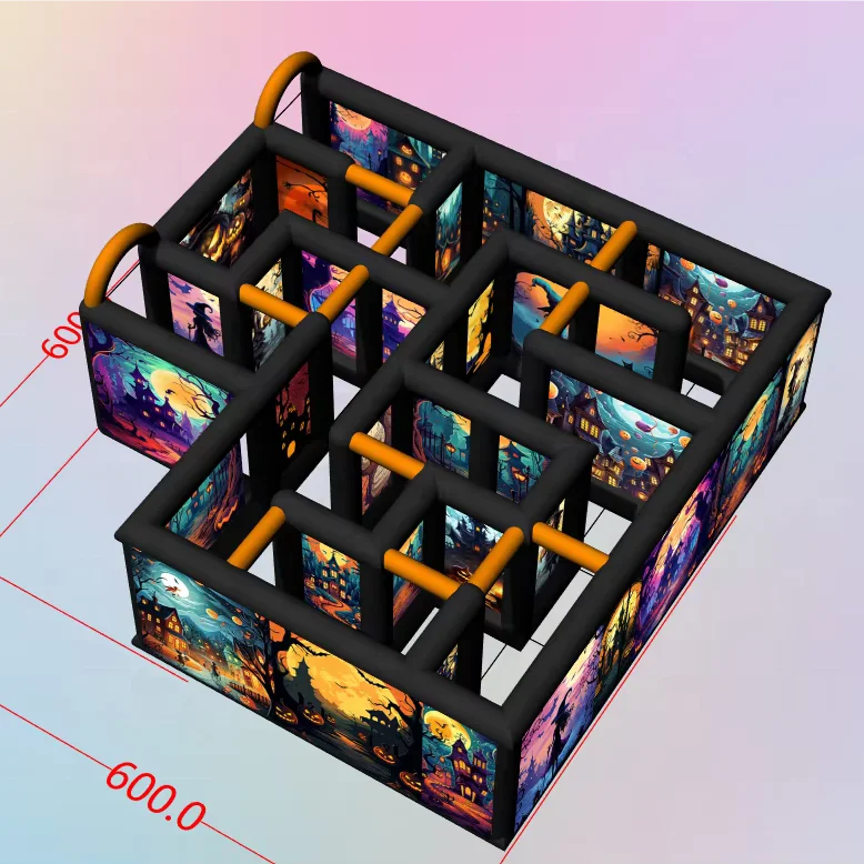 commercial Scary Inflatable Maze Arena Blooded Pumpkin Halloween Haunted House with Roof Sport Game for Sale