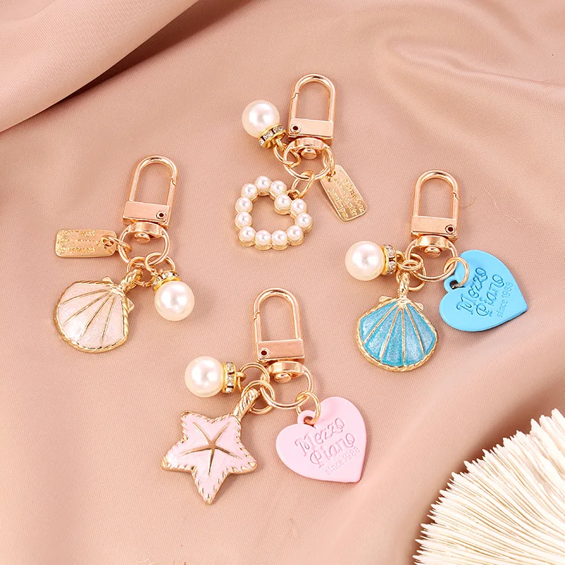 New starfish shell keychain pendant airpods case bluetooth headset case bag charm small gift keychain pendant