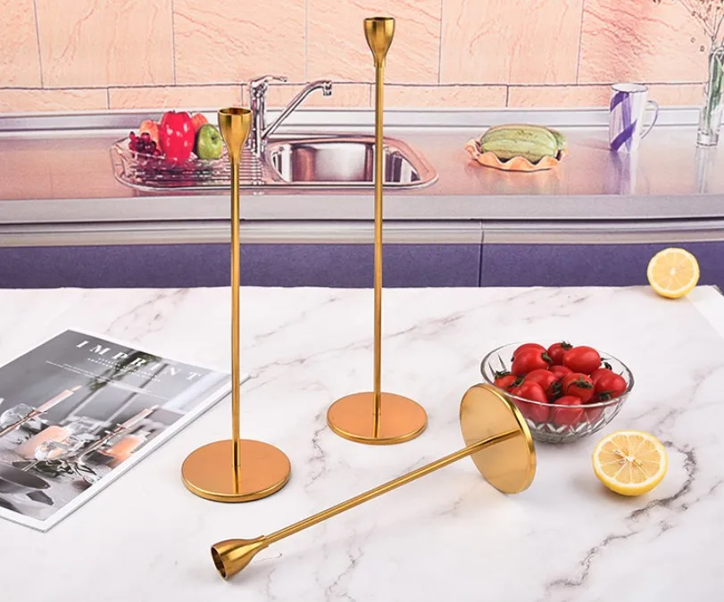 centerpiece metal gold color romantic decoration taper stick candle holders wedding festival anniversary candle holder