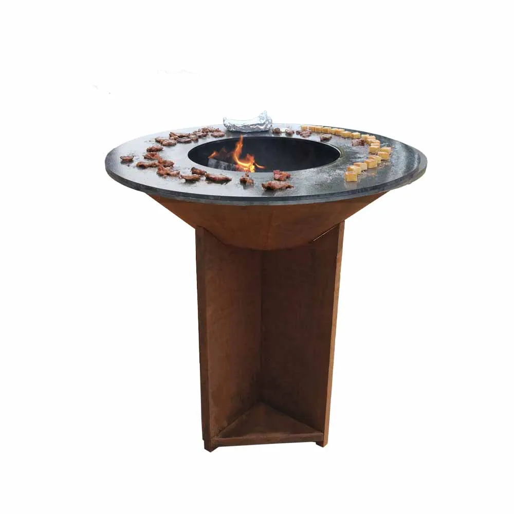 outdoor brasero barbecue heavy duty rust corten steel charcoal fire pit barbecue