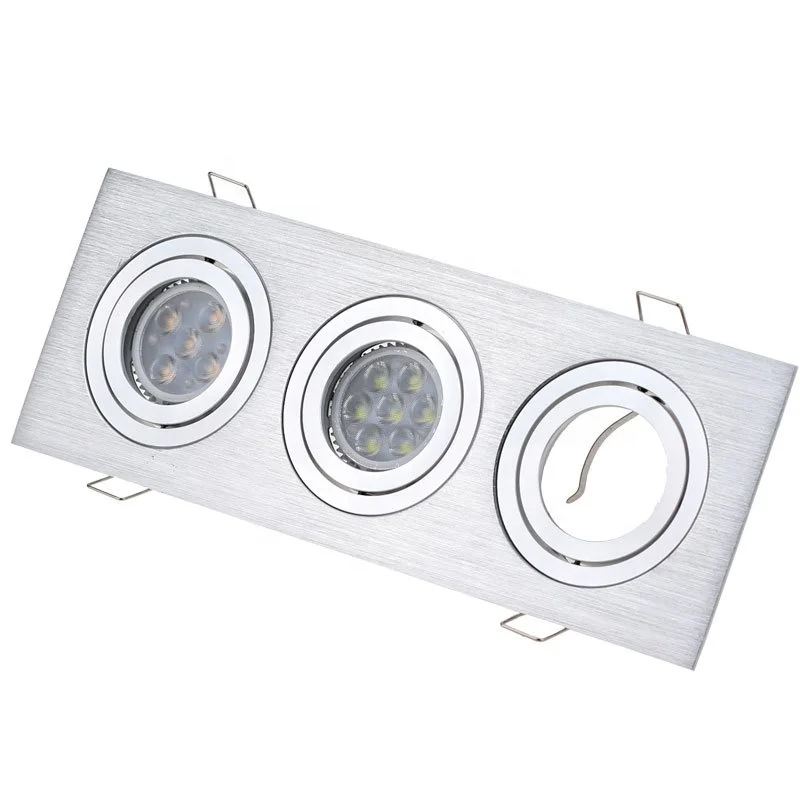 3  Heads Customizable  Rectangle Gu10 Mr16 Aluminum led Housing Multiple Recessed Downlight