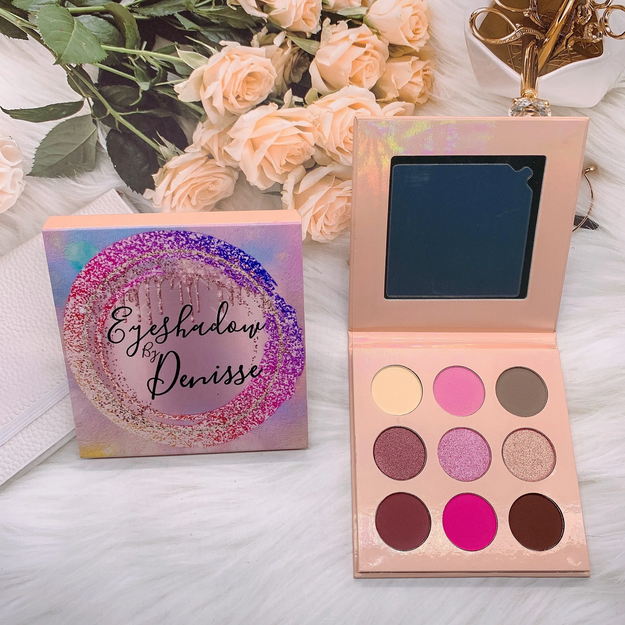 Bestselling 9 Eye Shadow Palette Custom your own brand colors, square microgloss makeup, rich pigments, low MOQ, no label, fast