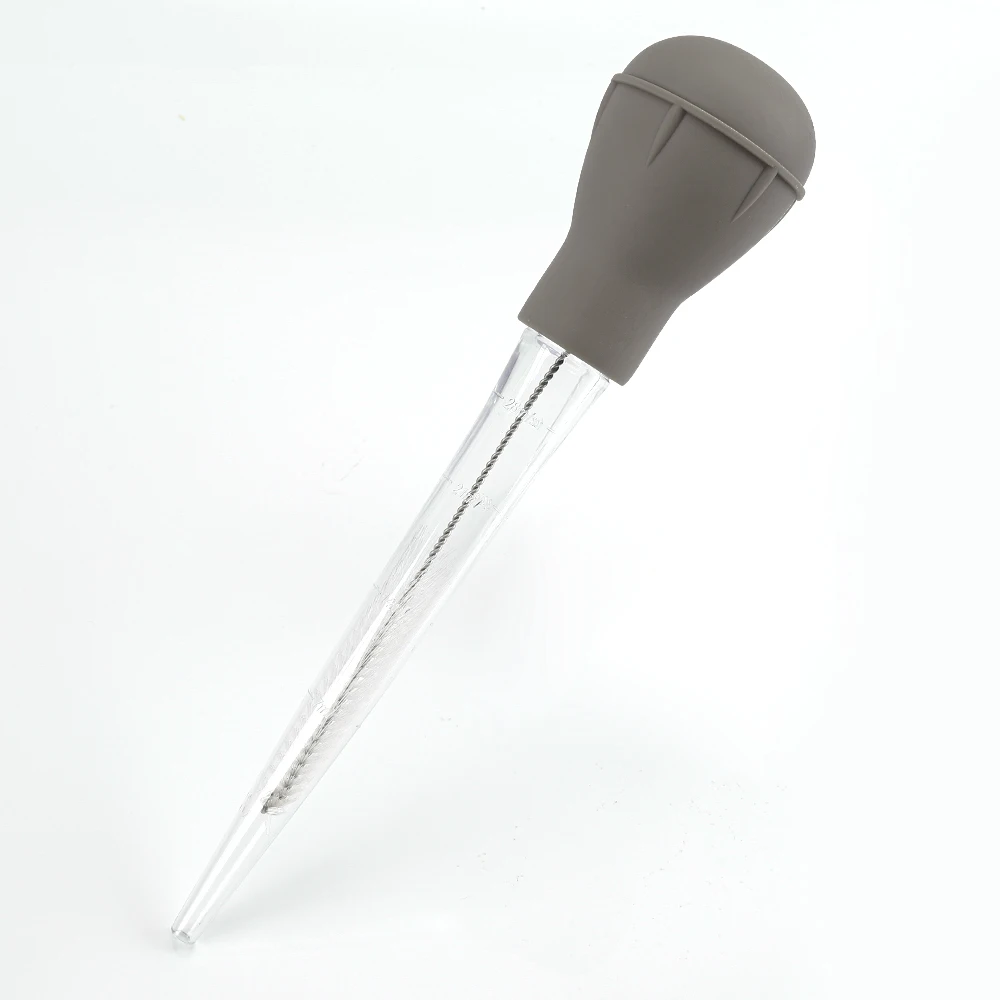 Angle Tipped Baster Silicone Bulb Including Meat Marinade Injector Needle With Bbq Basting Brush