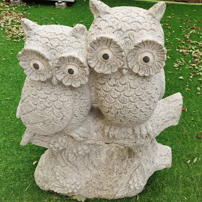 Hands Carved Owl Garden Decoration Statue Small Granite Stone Animal Sculptures