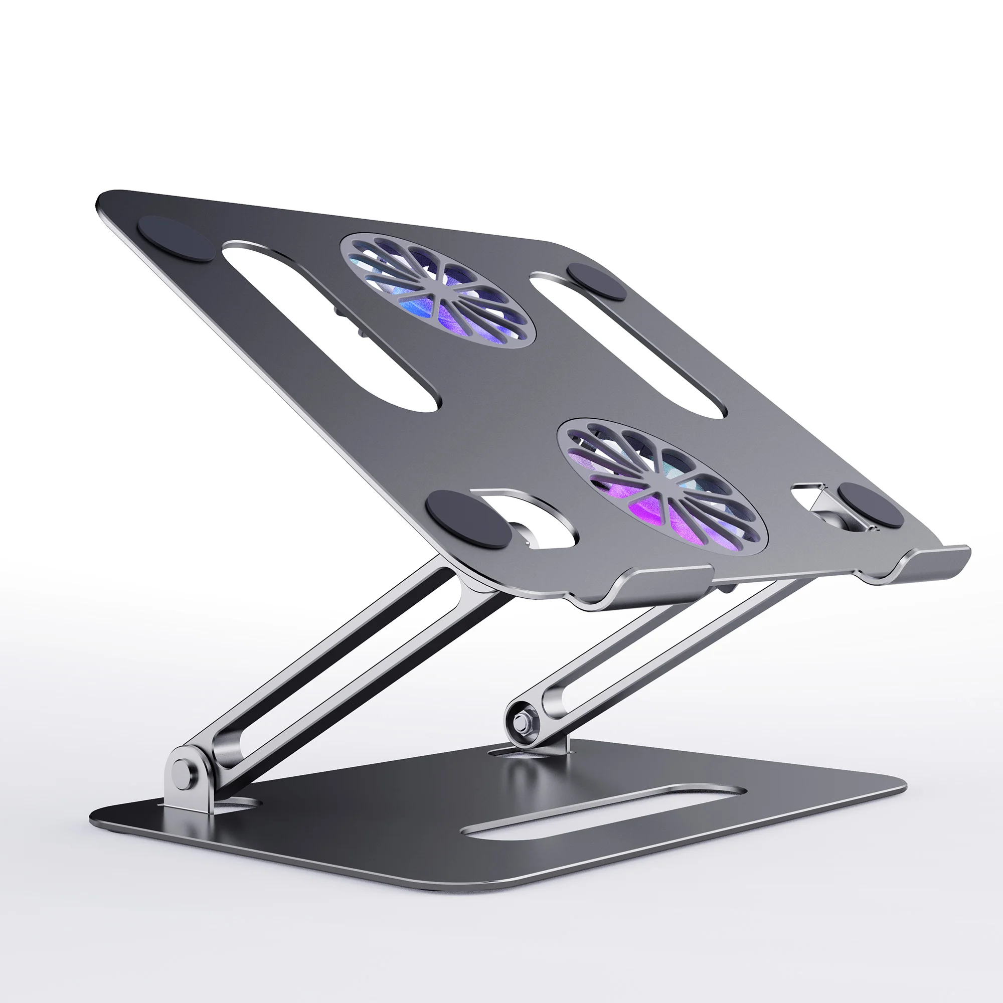 Yicosun Laptop Stand Riser Cooler With 2 Fans Pc Holder Heat Dissipation Bracket Adjustable Height Foldable Cooler 2 Layers