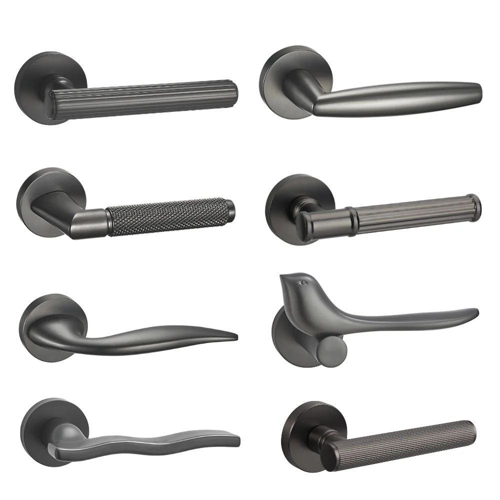 European Standard Wooden Doors Matt Black Zinc Alloy Square Lever Door Handle Design