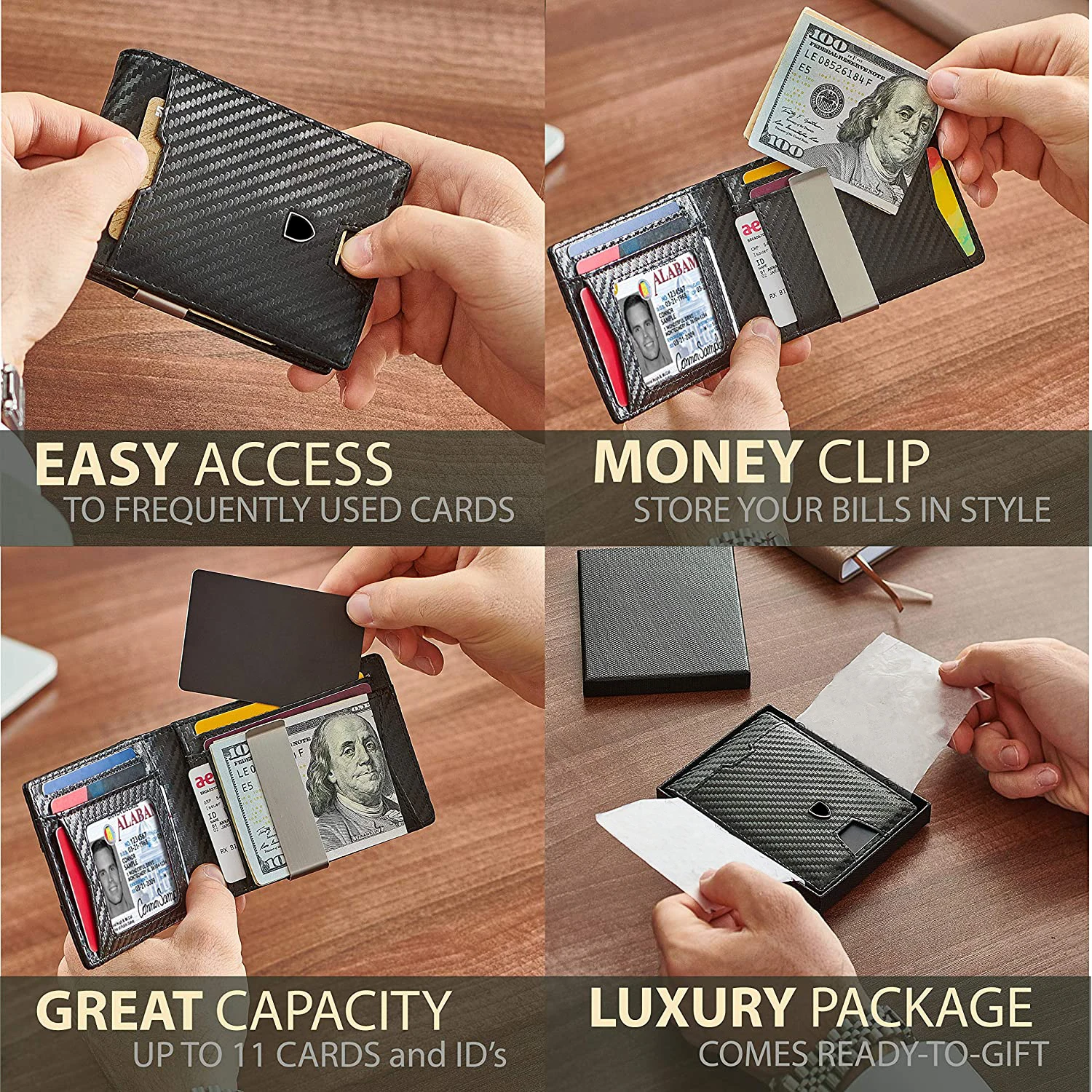 Designer Wallet Men Men Waterproof And Anti Theft Rfid Blocking Money Clip Leather Slim Wallet With Multiple Card Slots