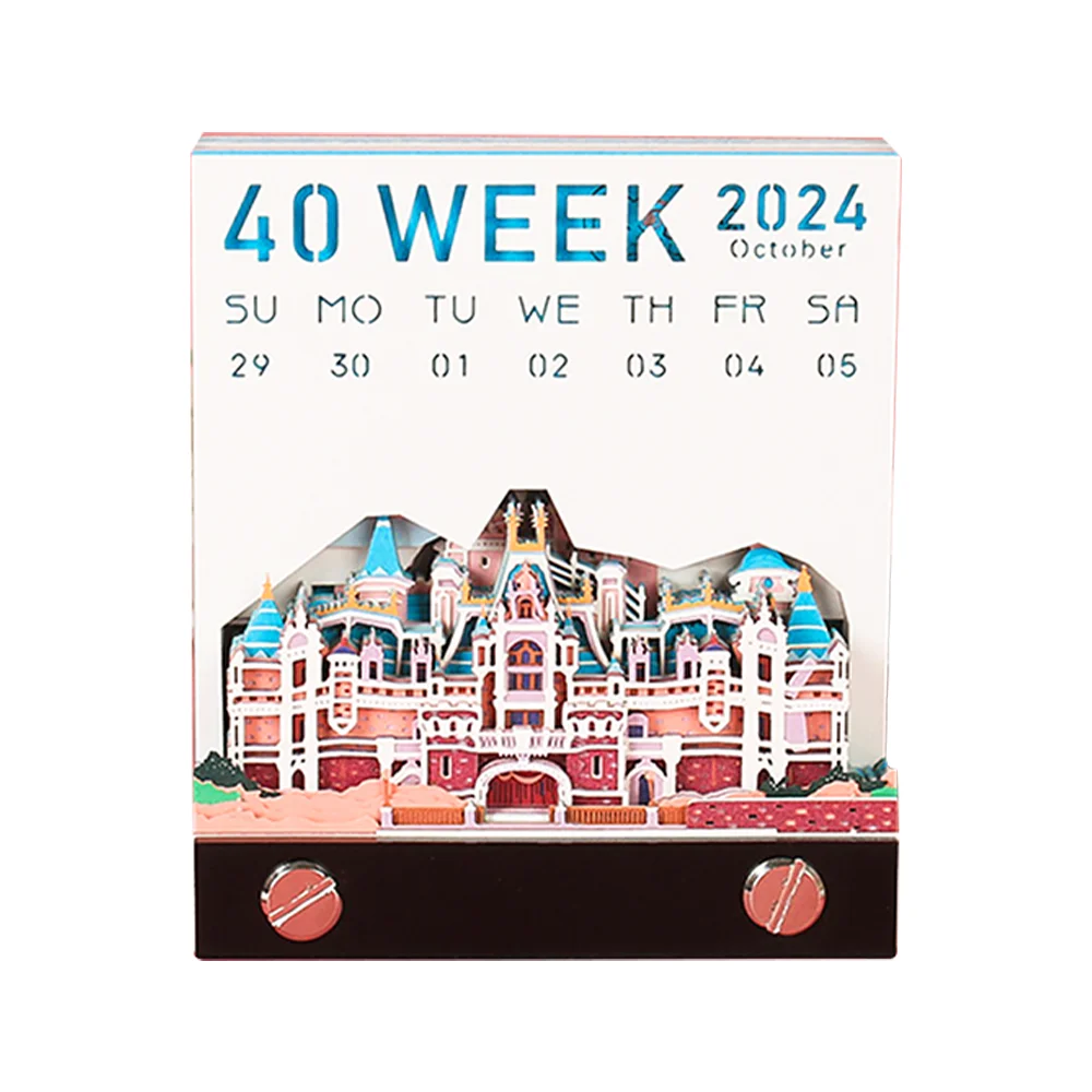 3D Paper Craft 2024 Weekly Calendar Original Custom Fairy Castle To Do List Post Note Pad Tear Off Paper Cube Memo Pad