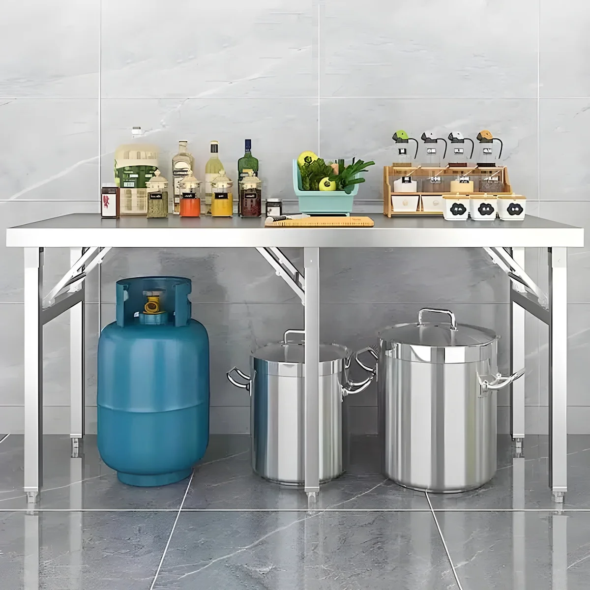 New design Stainless steel folding table lift portable food workbench barbecue stall promotion table working table