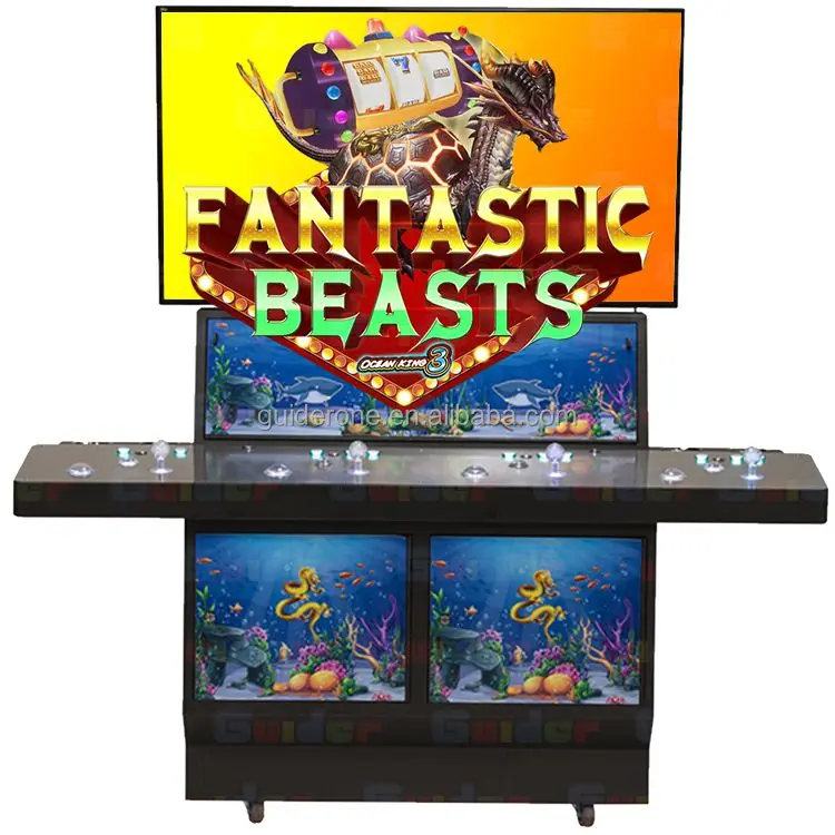 2025 High Quality Factory Price 55' LCD 4 Players Arcade Game Ocean Hunting Fish Machine Table Fantastic Beasts