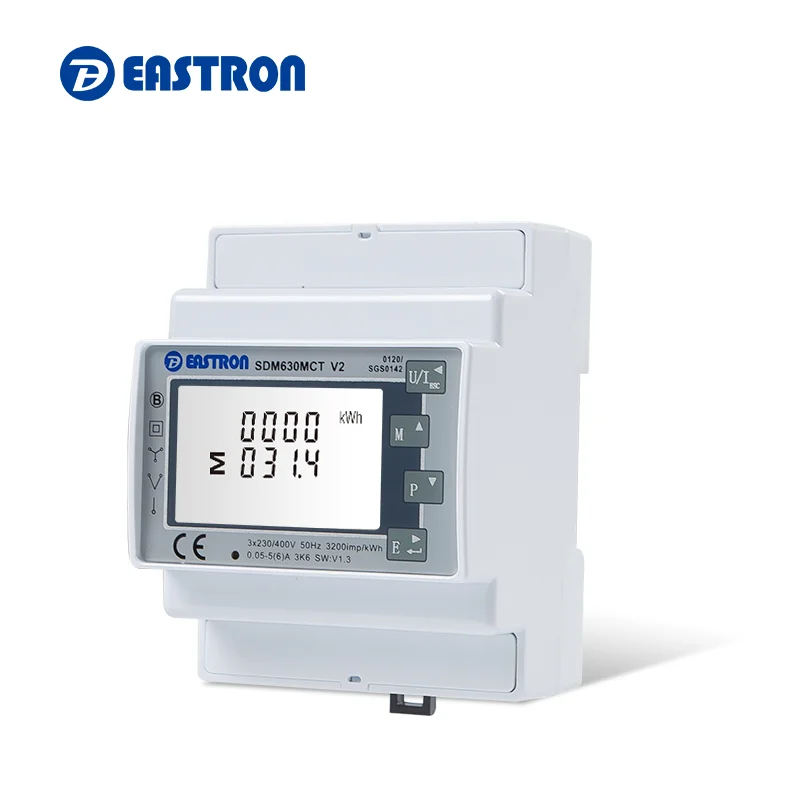 SDM630MCT V2 LCD Display 3 phase 4 Wire Modbus CT Connected Energy Meter for Solar PV