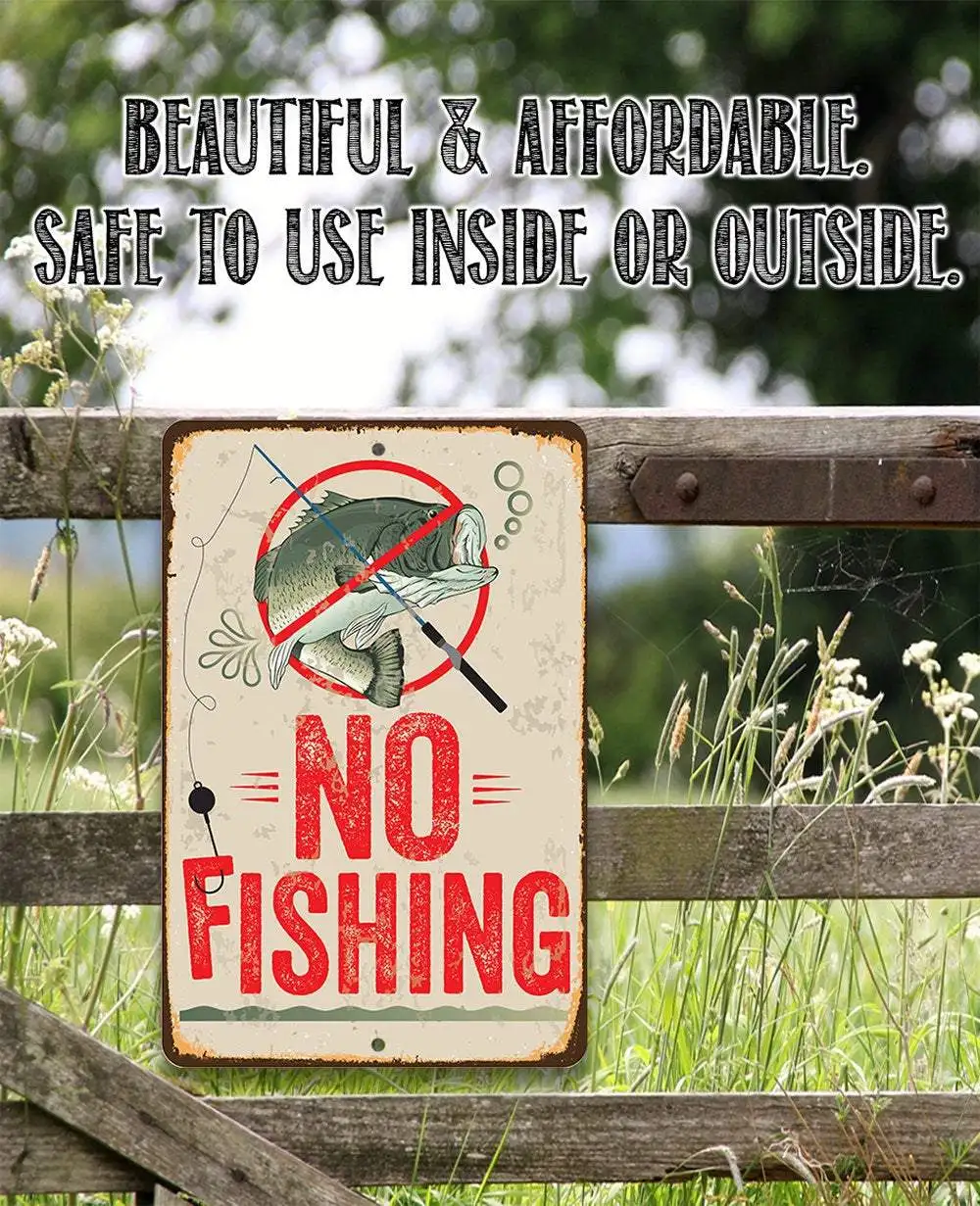 GONE FISHING DO NOT DISTURB Vintage metal sign indoor outdoor Living Room Wall Decor plaque hunting NO FISHING Funny tin sign
