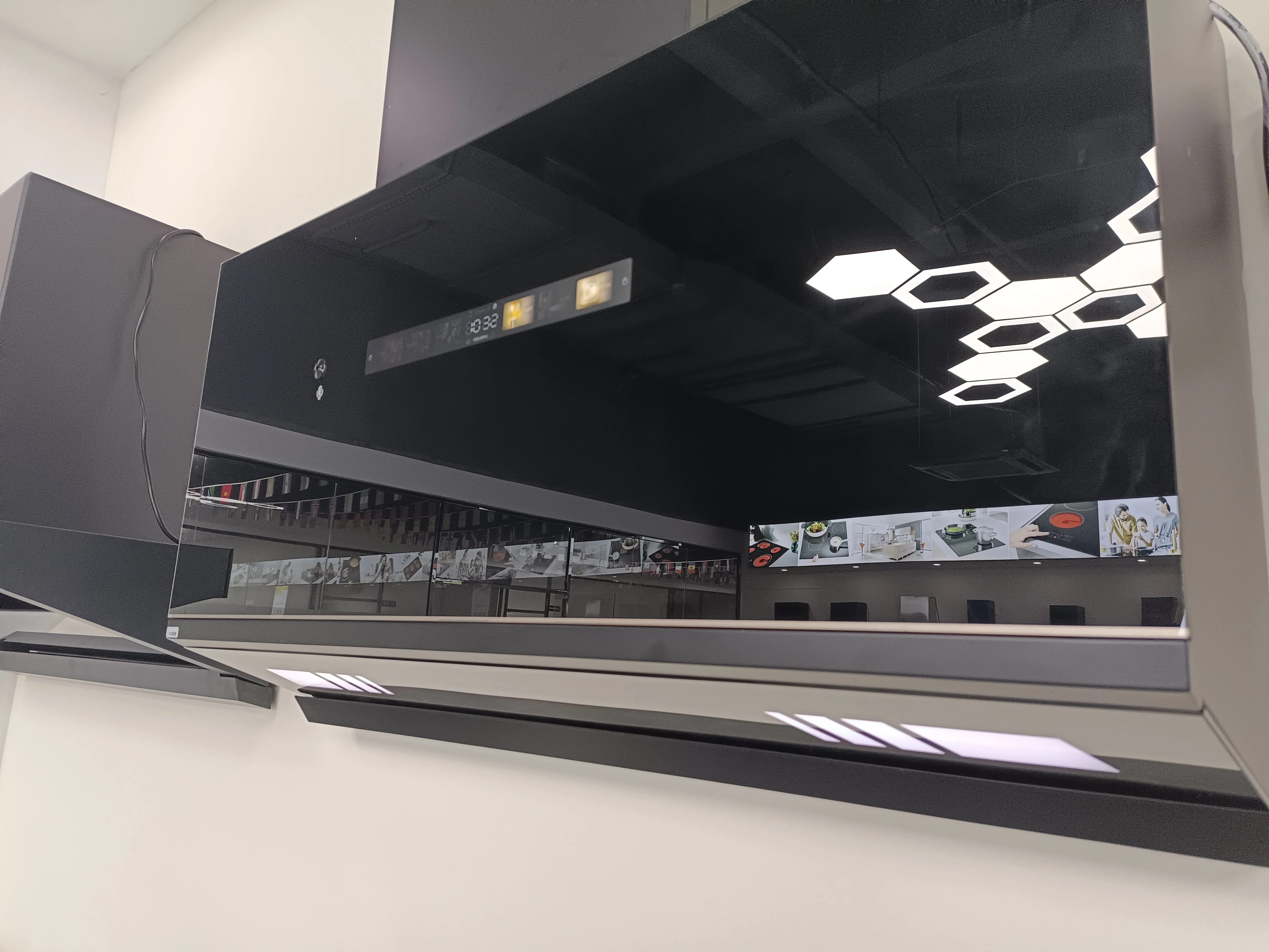 Lawe Modern Oil Suction Machine Kitchen Exhaust Hood with double motors Power suction and LED Smoke Extractor Range Hood