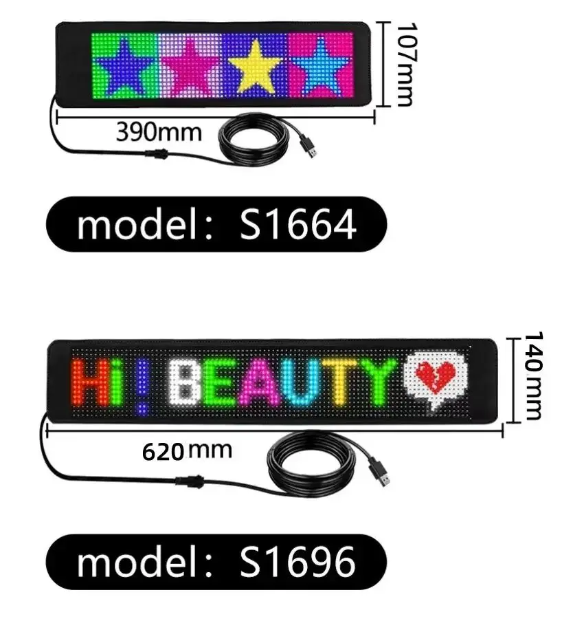 App Control Car Digital Letrero Programable Led Window Scrolling Led Display Flexible Led Screen Panel Flexible Led Car Sign