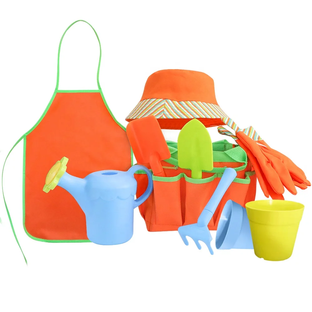 kids garden tools set with a Reversible Bucket Hat/ hand tools and equipment kit Kids Planting Kit educational toys