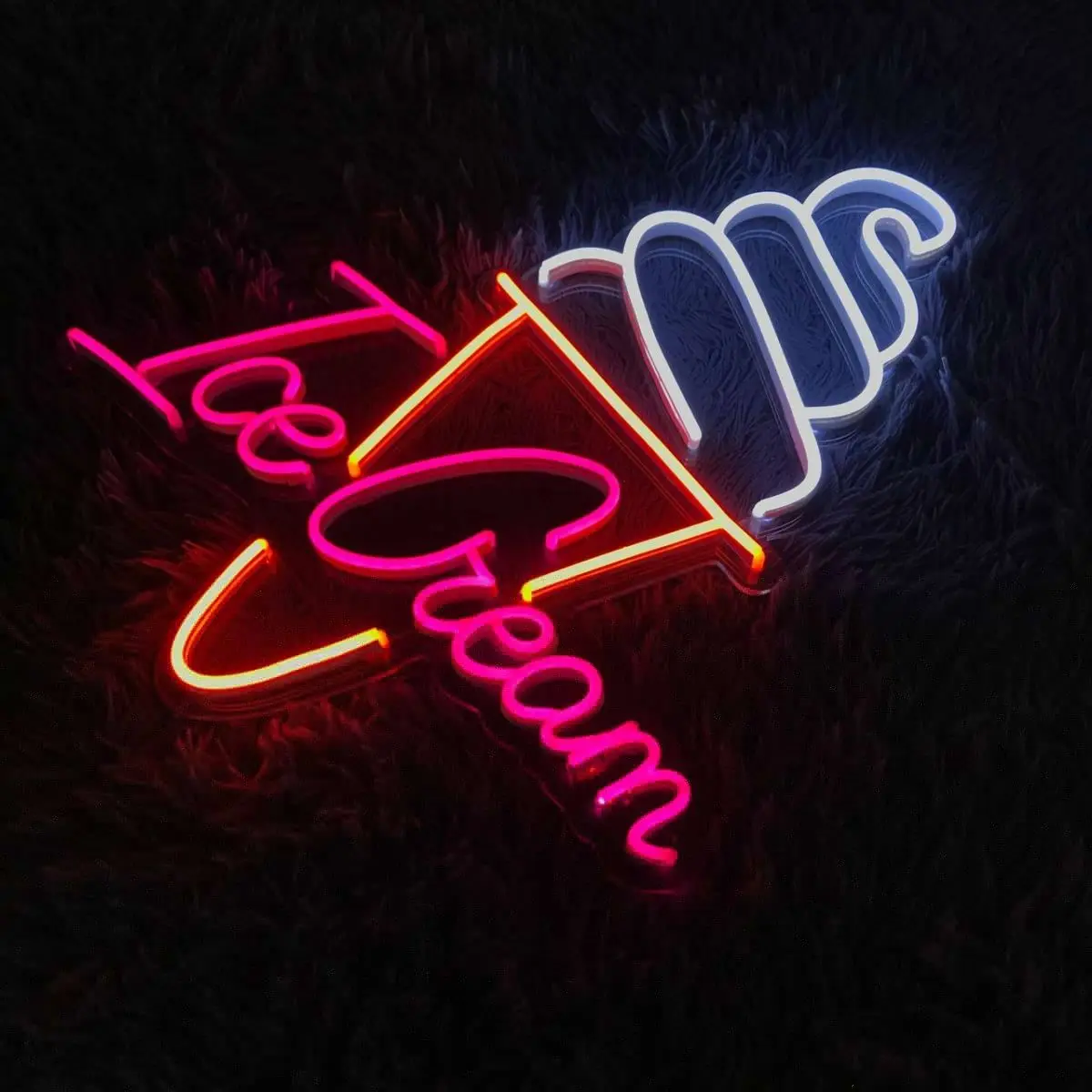 Ice Cream Neon Sign for Business Ice Cream Bar Sign Decor for Drinking Bar Party Bedroom Shop Windows and Doors Decoration