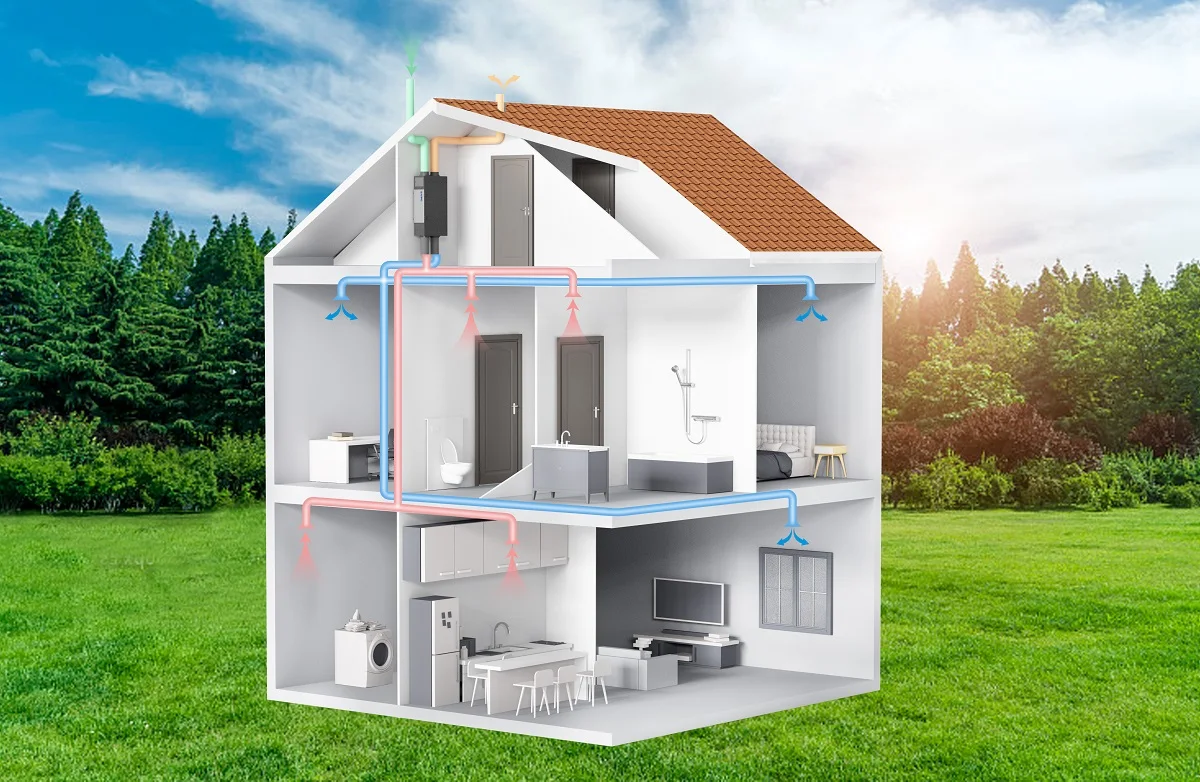 Fresh Air Pm2.5 Purification Villa ERV HRV MVHR Mechanical Heat Recovery Ventilation System