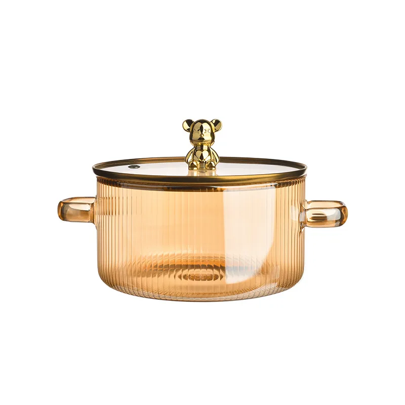 Новый стиль термостойкий стеклянный кухонный горшок набор кухонной посуды прозрачный чайник для чая