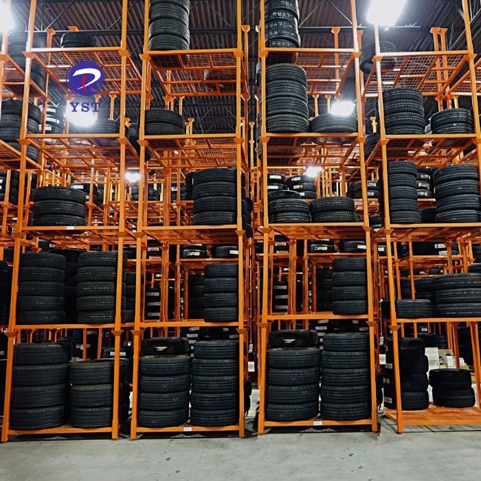  Оранжевый порошковое покрытие стальной Автомобильный Складной Металлический Склад Укладки шин стойки для