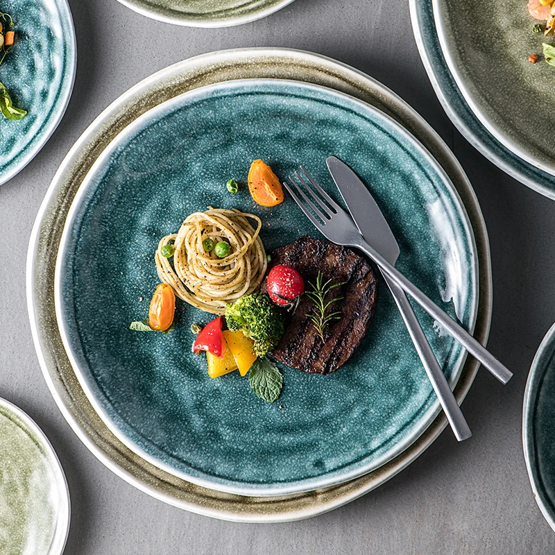 Hotel Restaurant Banquet Ceramic tableware Porcelain round flat dinner serving Plate plates sets dinnerware