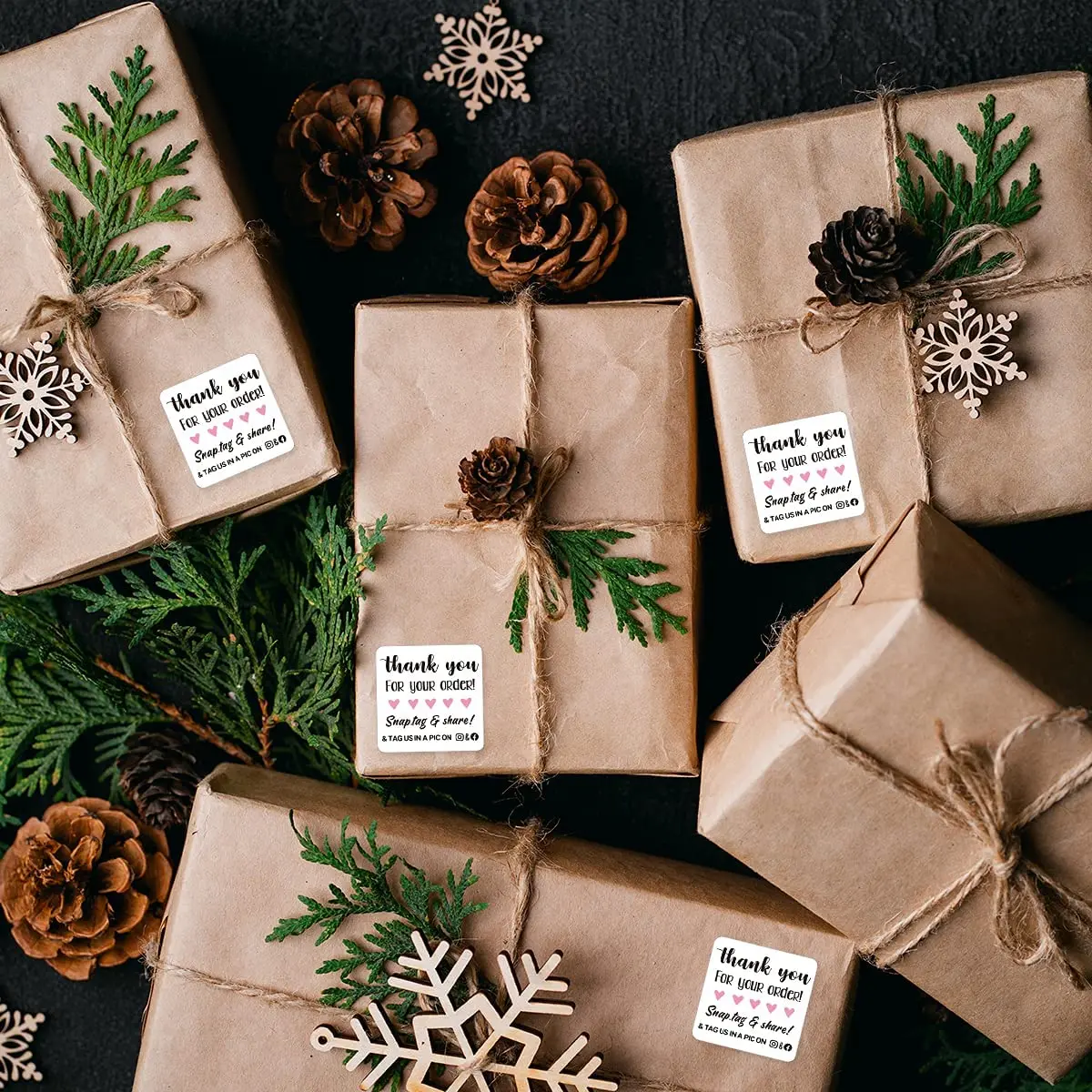 Customized Logo Thank You Label Thank You for Your Order Snap Share Stickers