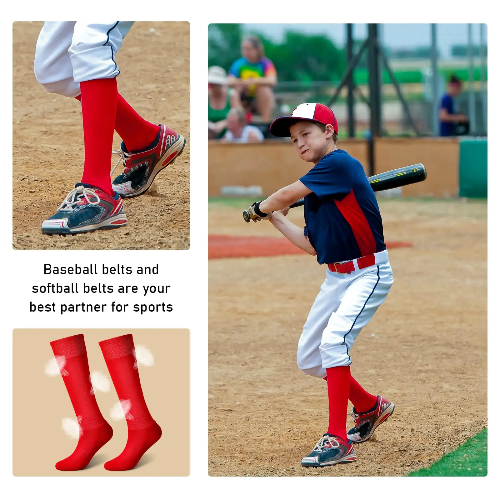 Youth baseball belt and sock combination Adjustable softball socks and belt elastic belt