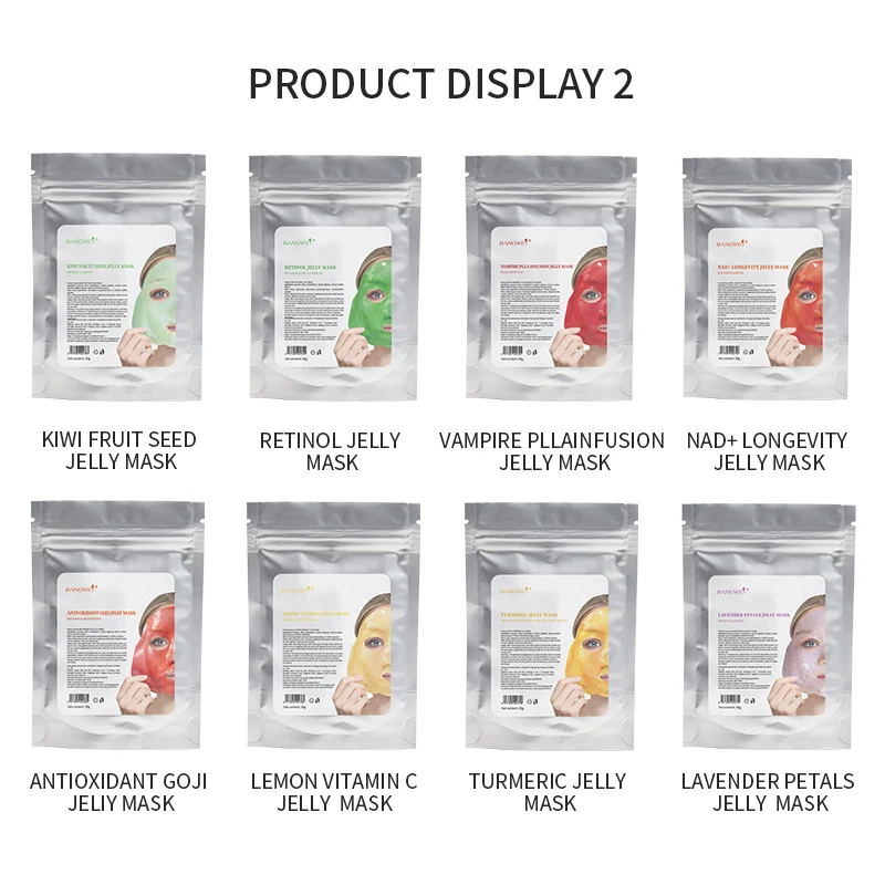 New Fashion BANGWEI 30G Facial Skin Care Mask Powder Peel Off Luxury Carviar Rose Turmeric Jelly Mask Set