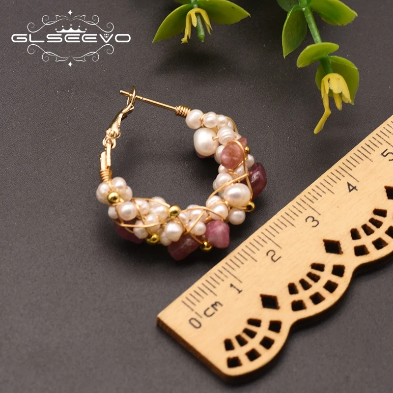 Natural Freshwater Pearl hoop Earrings gold bali earrings designs for women natural stone circle korean fashion fine jewelry