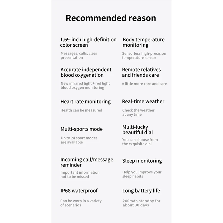 1.69 Inch High-definition Digital Women Waterproof Sport Smart Watch