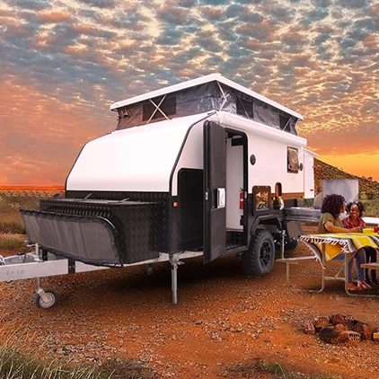 ECOCAMPER Off Road 13ft Small Hybrid Caravan With Internal And External Kitchen