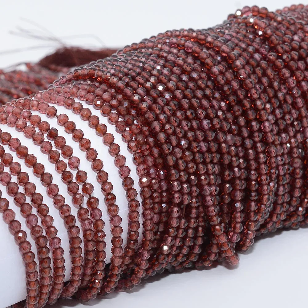Natural Almandine Garnet Faceted Round Beads 3mm