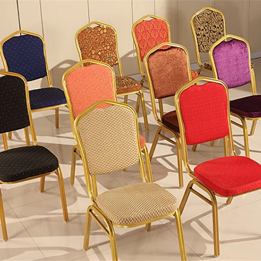 Wholesale Luxury Furniture Hotel Banquet Chairs for Wedding Event Party Gold Stainless Steel Metal Frame Wedding Dining Chair