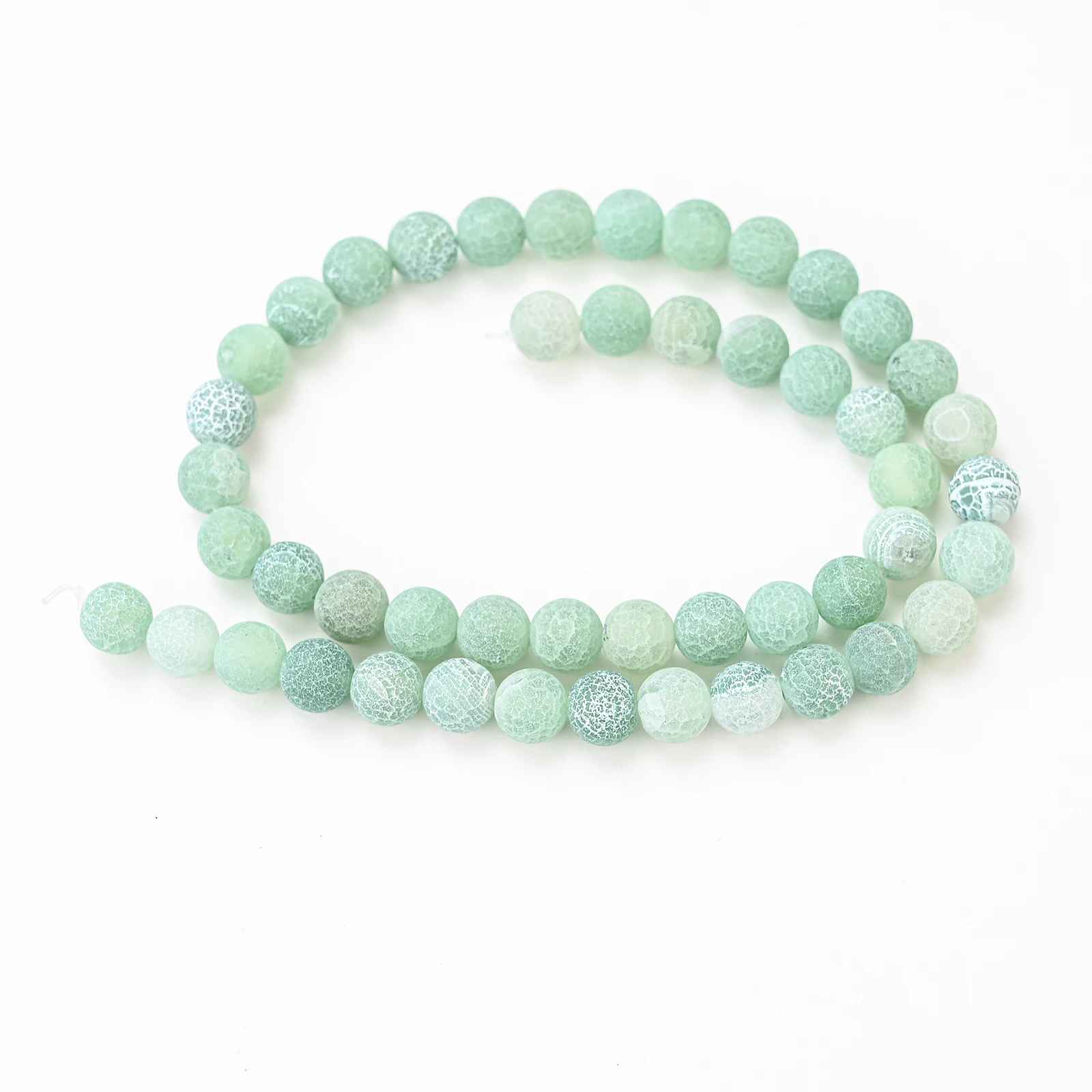 4 6 8 10 12mm Round Natural Stone Beads Frost Green Cracked Onyx Loose Spacer Beads For Jewelry Making DIY Bracelet Necklace