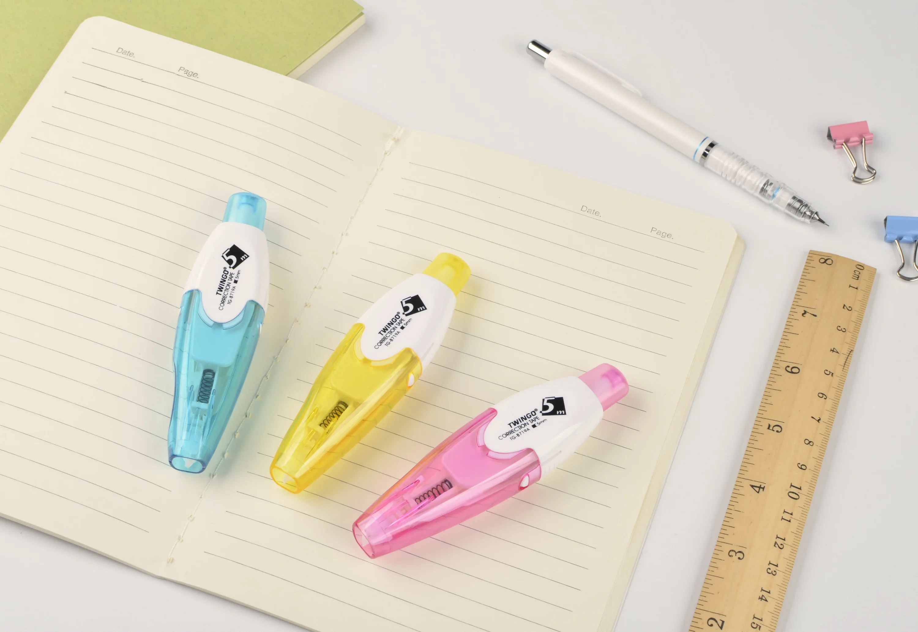 Refillable and retractable Correction tape click High Quality Non-toxic Eco Colored Correction Pen