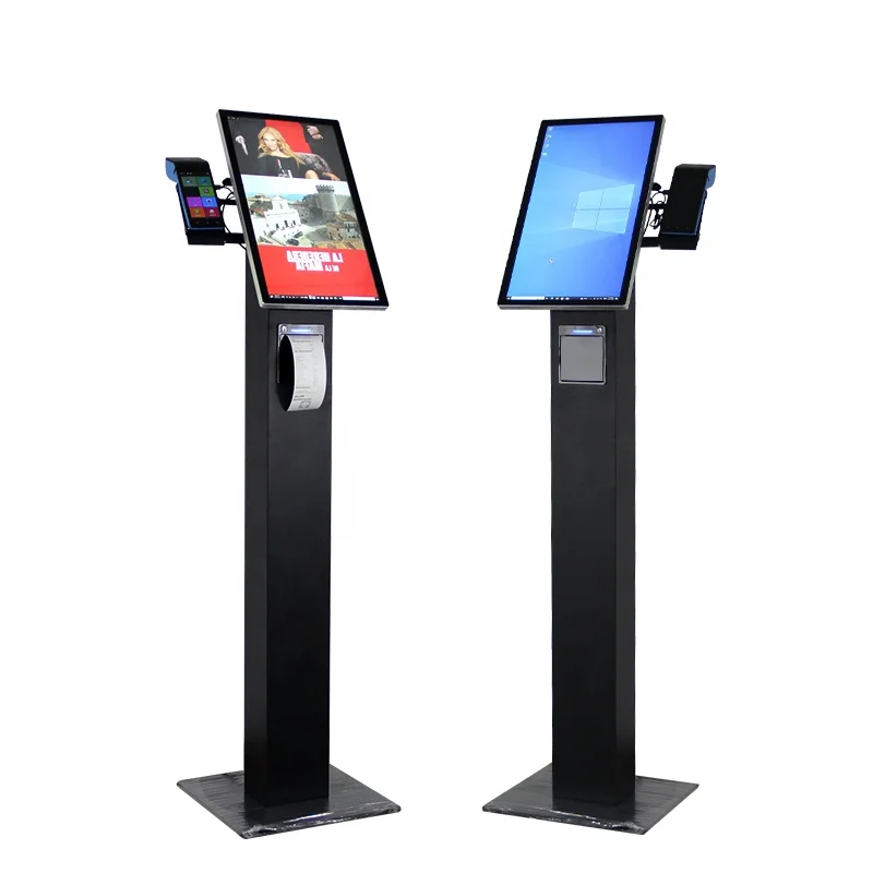 21.5 24 Inch Slim Floor Standing Touch Screen POS Machine Cashless Self-Service Terminal Payment Kiosk 15.6 Information Kiosk