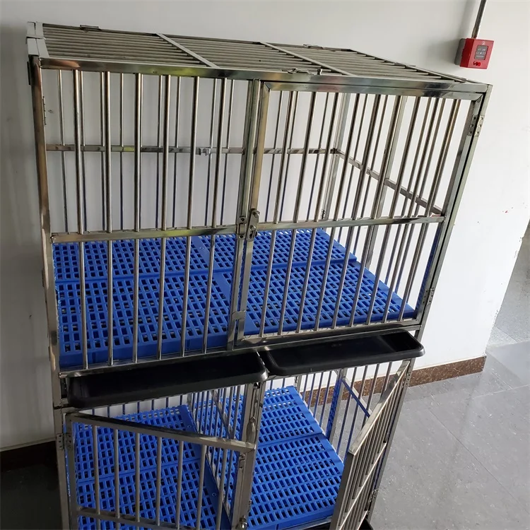 Double layer steel three doors high quality commercial dog cage foldable luxury heavy duty pet dog kennels cage