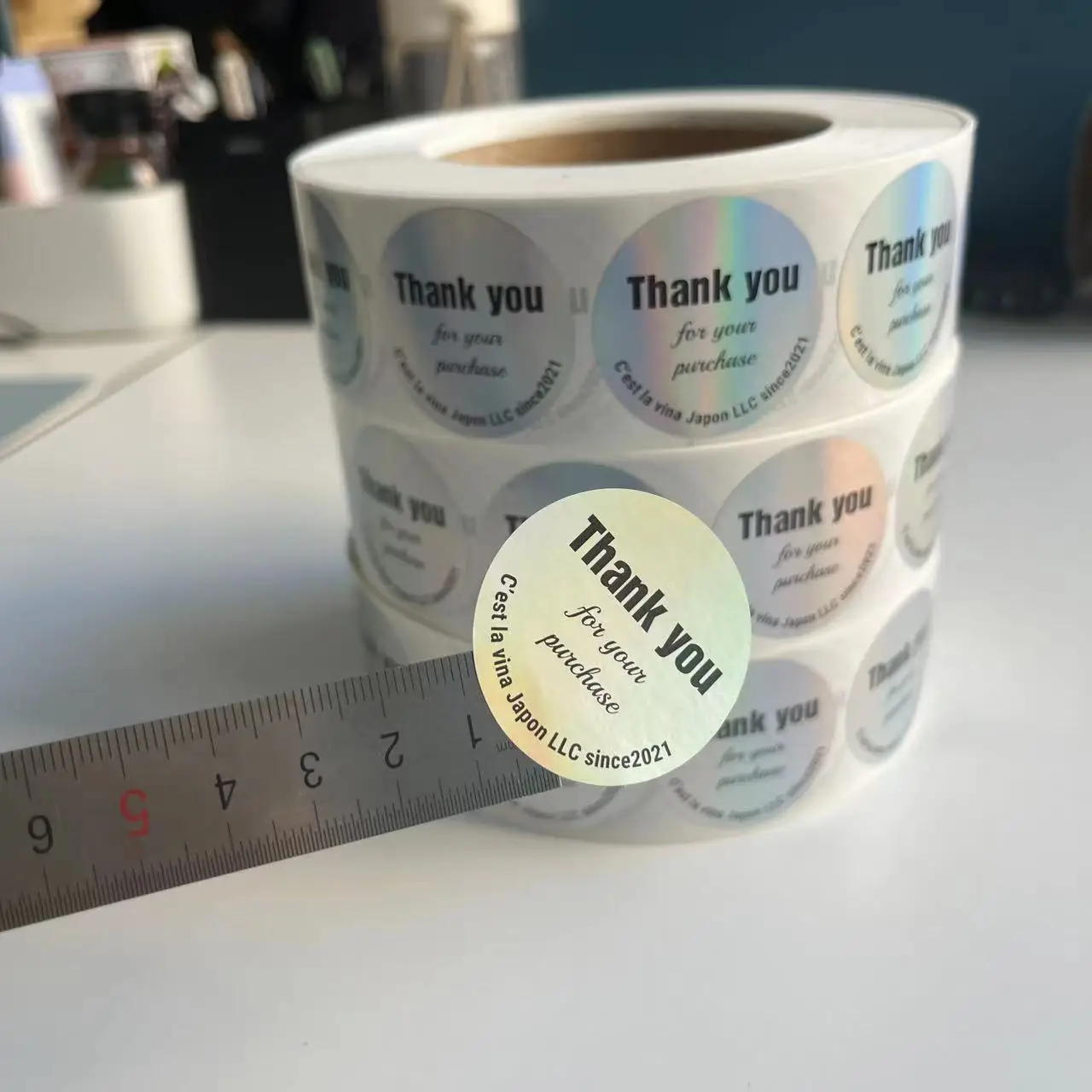 High Quality Holographic Thank You Stickers Color Change Thank You Stickers Product Packaging Label Stickers