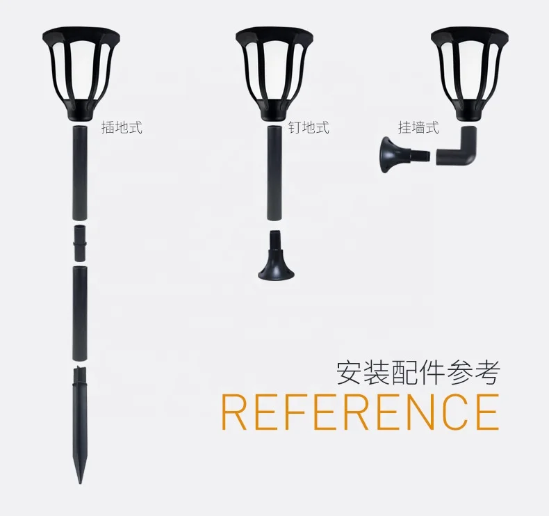 Tiki Garden Torch Solar Bamboo LED Black Plastic THOR Cheap Price Decorative Garden Led Solar Pathway Li Incandescent Bulb Torch