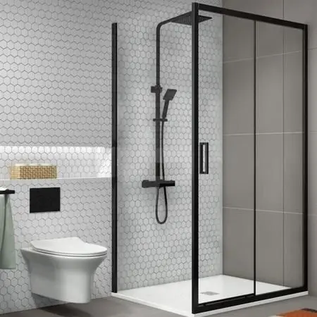 American market sliding shower door matte black frameless sliding shower rooms with stainless steel accessories