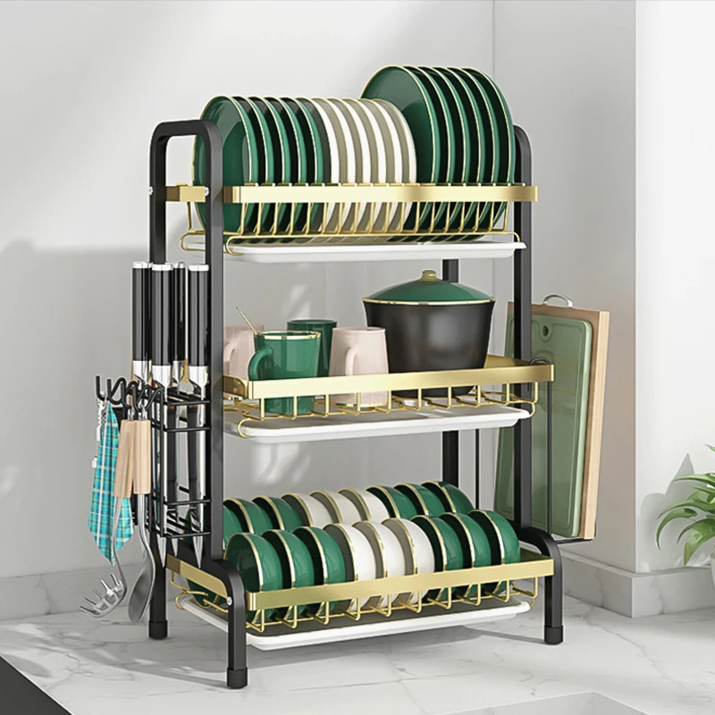 Custom Kitchen Multi-Function Standard Strong Load 3 Tier Plate Holders Drainer Rack Dring Dish Rack