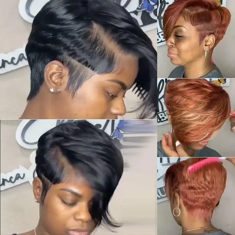 Pixie Wigs 13X4 Lace Frontal Human Hair Wigs Ear To Ear Short Cut Wigs Remy Hair Wholesales 5Pcs Free Shipping