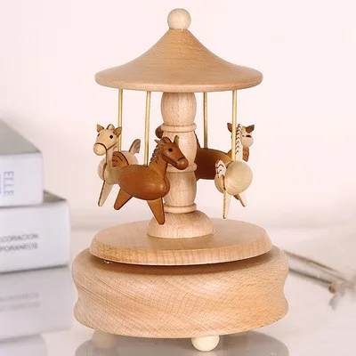Mumoni Classical 18 tones Merry-go-round horse musical box perfect home decor gift Carousel music box for friends