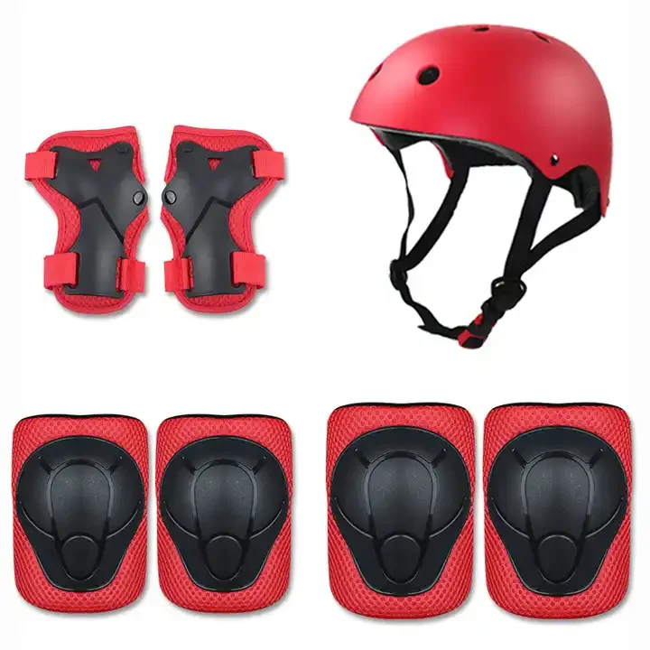 Wholesale 6Pcs Kids Elbow Wrist Knee Pads Protective Gear Set Skate Roller Cycling Bike Protective Gear with helmet
